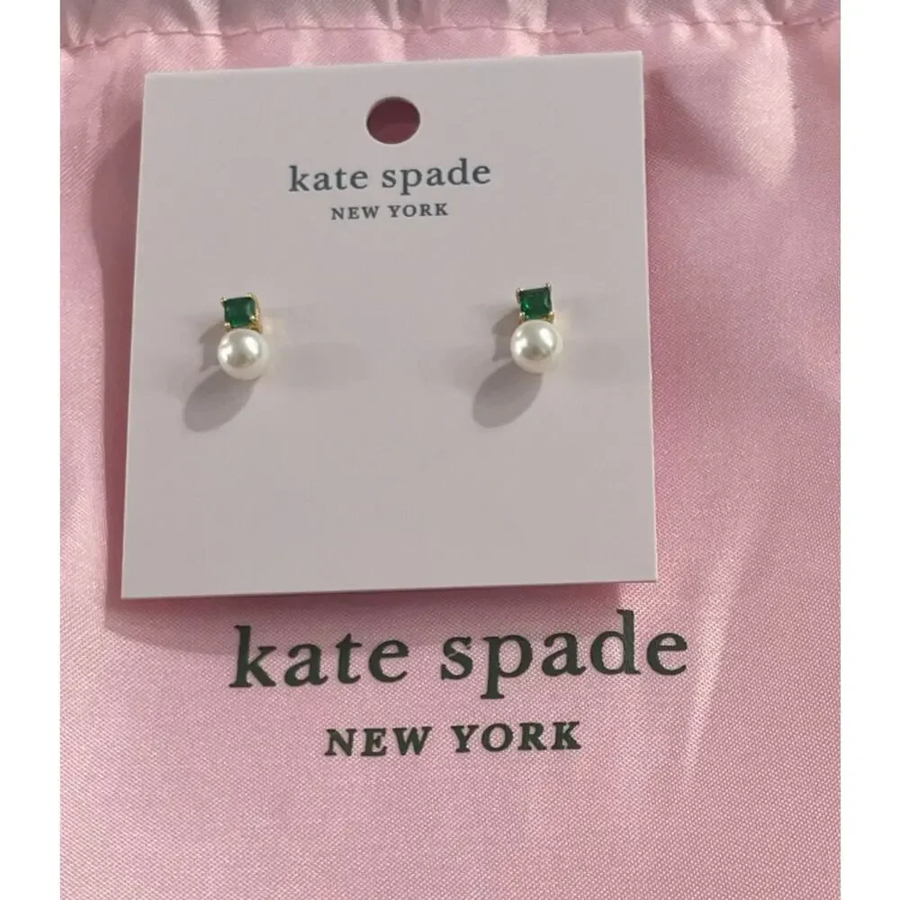 Kate Spade Little Gem Pearl And Stone Mini Studs New Earrings
